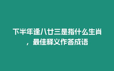 下半年逢八廿三是指什么生肖，最佳釋義作答成語