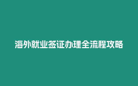 海外就業簽證辦理全流程攻略