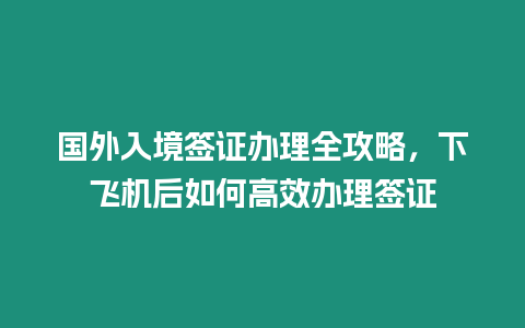 國外入境簽證辦理全攻略，下飛機后如何高效辦理簽證