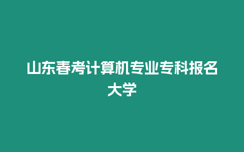 山東春考計算機(jī)專業(yè)專科報名大學(xué)