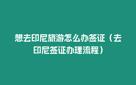 想去印尼旅游怎么辦簽證（去印尼簽證辦理流程）