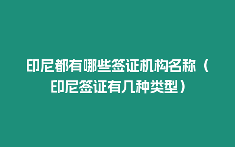 印尼都有哪些簽證機構名稱（印尼簽證有幾種類型）