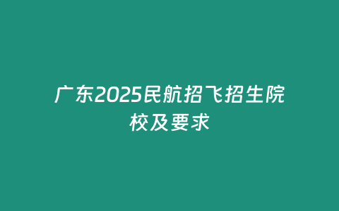 廣東2025民航招飛招生院校及要求