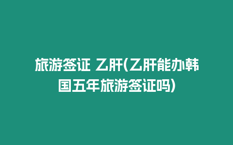 旅游簽證 乙肝(乙肝能辦韓國(guó)五年旅游簽證嗎)