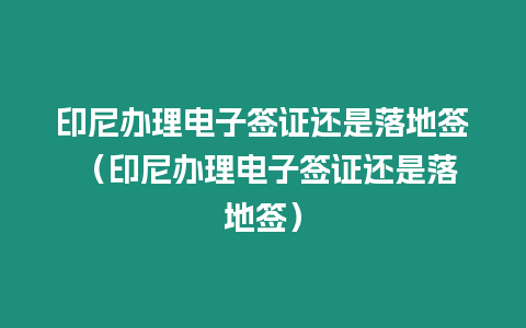 印尼辦理電子簽證還是落地簽 （印尼辦理電子簽證還是落地簽）