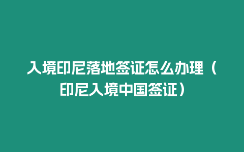 入境印尼落地簽證怎么辦理（印尼入境中國簽證）