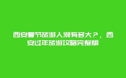 西安春節旅游人潮有多大？，西安過年旅游攻略完整版