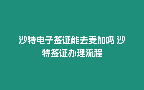 沙特電子簽證能去麥加嗎 沙特簽證辦理流程