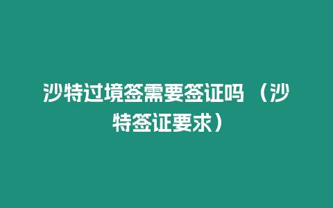 沙特過境簽需要簽證嗎 （沙特簽證要求）