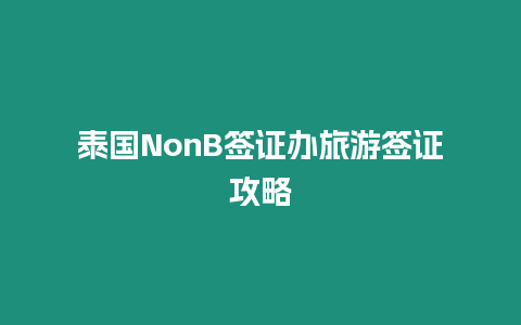 泰國NonB簽證辦旅游簽證攻略