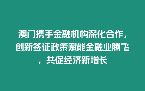 澳門攜手金融機構深化合作，創新簽證政策賦能金融業騰飛，共促經濟新增長