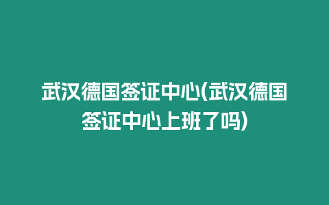 武漢德國簽證中心(武漢德國簽證中心上班了嗎)