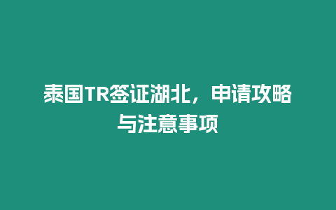 泰國TR簽證湖北，申請攻略與注意事項