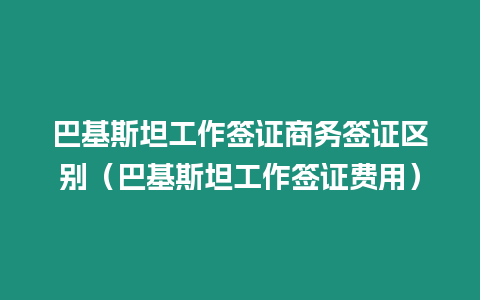 巴基斯坦工作簽證商務簽證區別（巴基斯坦工作簽證費用）