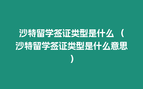 沙特留學簽證類型是什么 （沙特留學簽證類型是什么意思）