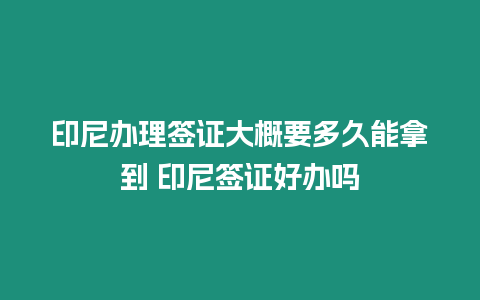 印尼辦理簽證大概要多久能拿到 印尼簽證好辦嗎