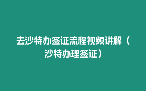 去沙特辦簽證流程視頻講解（沙特辦理簽證）