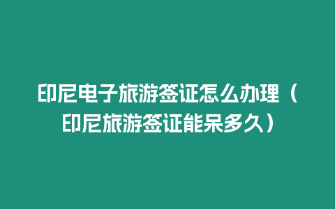 印尼電子旅游簽證怎么辦理（印尼旅游簽證能呆多久）