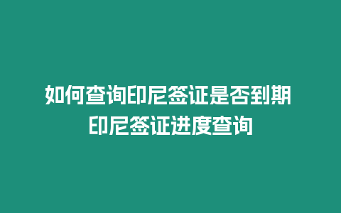 如何查詢印尼簽證是否到期 印尼簽證進度查詢