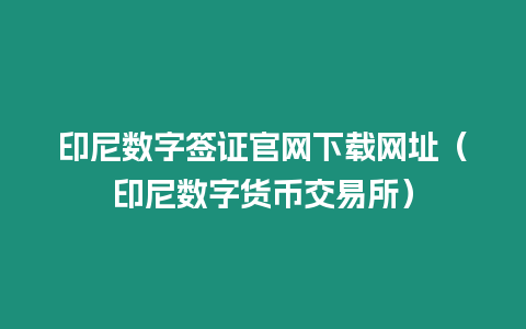 印尼數字簽證官網下載網址（印尼數字貨幣交易所）