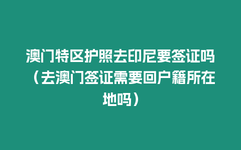 澳門特區護照去印尼要簽證嗎（去澳門簽證需要回戶籍所在地嗎）