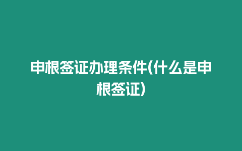 申根簽證辦理?xiàng)l件(什么是申根簽證)