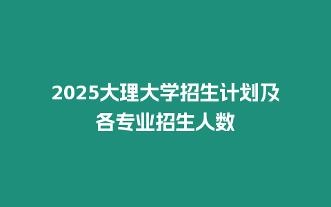 2025大理大學招生計劃及各專業招生人數