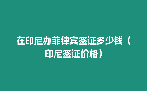 在印尼辦菲律賓簽證多少錢（印尼簽證價格）