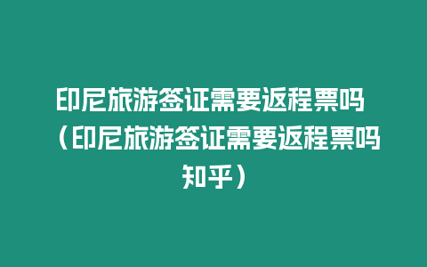 印尼旅游簽證需要返程票嗎 （印尼旅游簽證需要返程票嗎知乎）