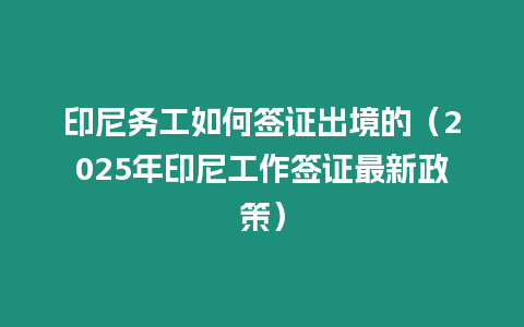 印尼務工如何簽證出境的（2025年印尼工作簽證最新政策）