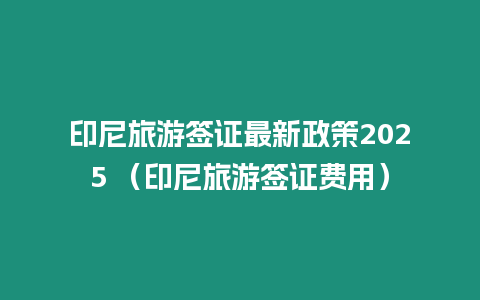 印尼旅游簽證最新政策2025 （印尼旅游簽證費用）