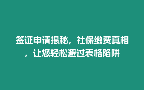 簽證申請揭秘，社保繳費真相，讓您輕松避過表格陷阱