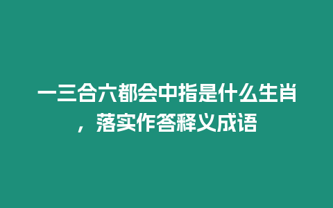 一三合六都會中指是什么生肖，落實作答釋義成語