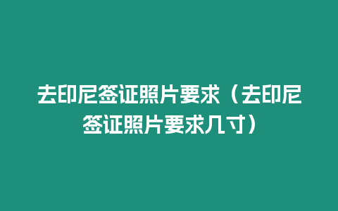 去印尼簽證照片要求（去印尼簽證照片要求幾寸）