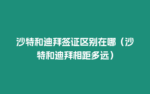 沙特和迪拜簽證區(qū)別在哪（沙特和迪拜相距多遠(yuǎn)）