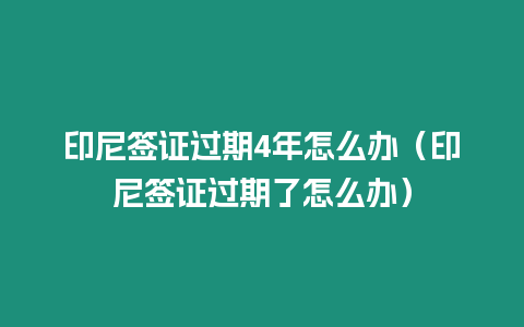 印尼簽證過期4年怎么辦（印尼簽證過期了怎么辦）