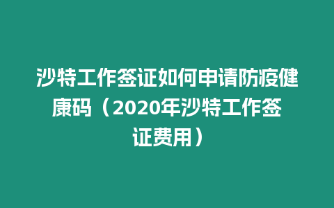 沙特工作簽證如何申請防疫健康碼（2020年沙特工作簽證費用）