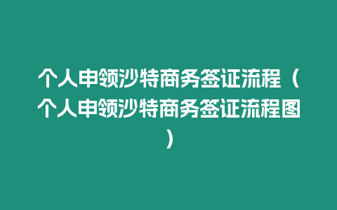 個(gè)人申領(lǐng)沙特商務(wù)簽證流程（個(gè)人申領(lǐng)沙特商務(wù)簽證流程圖）