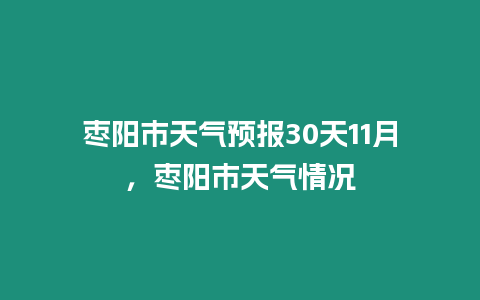 棗陽市天氣預報30天11月，棗陽市天氣情況