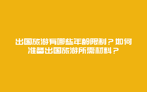 出國旅游有哪些年齡限制？如何準備出國旅游所需材料？