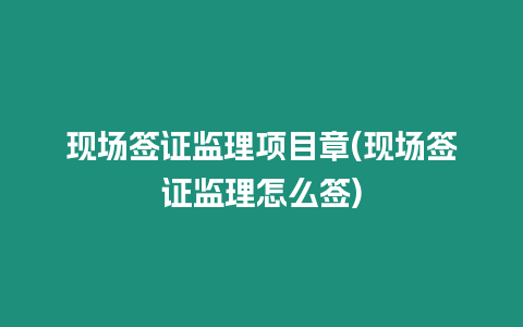 現場簽證監理項目章(現場簽證監理怎么簽)