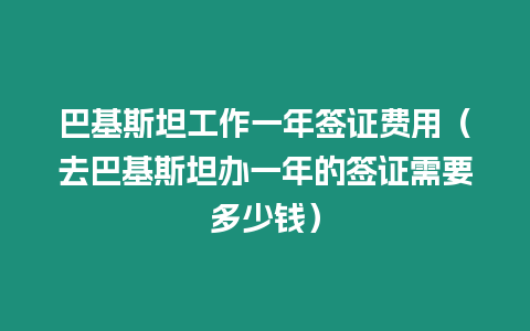 巴基斯坦工作一年簽證費用（去巴基斯坦辦一年的簽證需要多少錢）