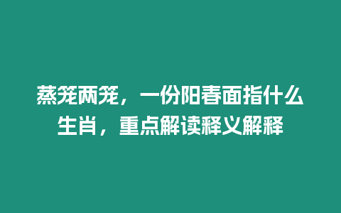 蒸籠兩籠，一份陽春面指什么生肖，重點解讀釋義解釋