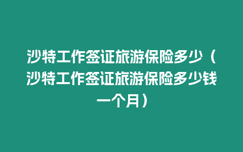 沙特工作簽證旅游保險多少（沙特工作簽證旅游保險多少錢一個月）