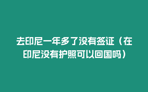 去印尼一年多了沒有簽證（在印尼沒有護照可以回國嗎）