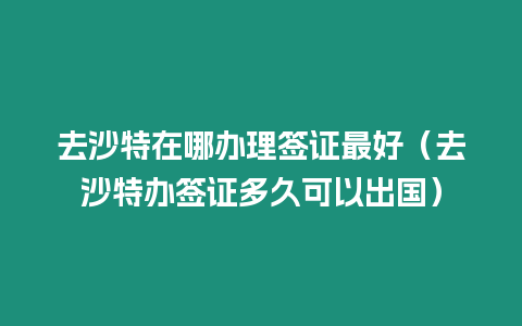 去沙特在哪辦理簽證最好（去沙特辦簽證多久可以出國）