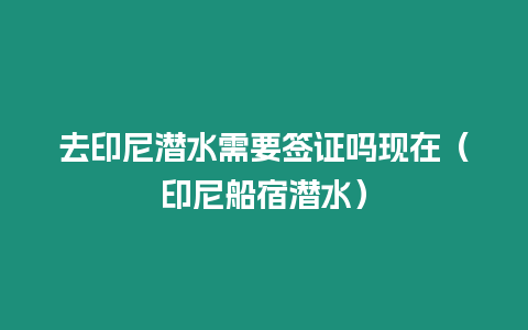 去印尼潛水需要簽證嗎現在（印尼船宿潛水）