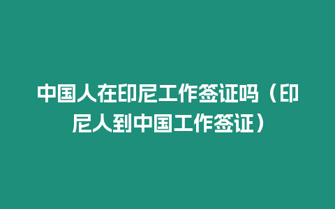 中國人在印尼工作簽證嗎（印尼人到中國工作簽證）