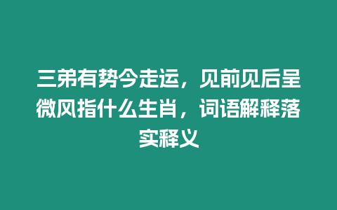 三弟有勢今走運，見前見后呈微風指什么生肖，詞語解釋落實釋義