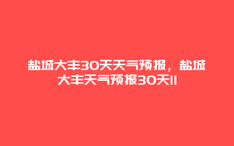 鹽城大豐30天天氣預(yù)報，鹽城大豐天氣預(yù)報30天ll